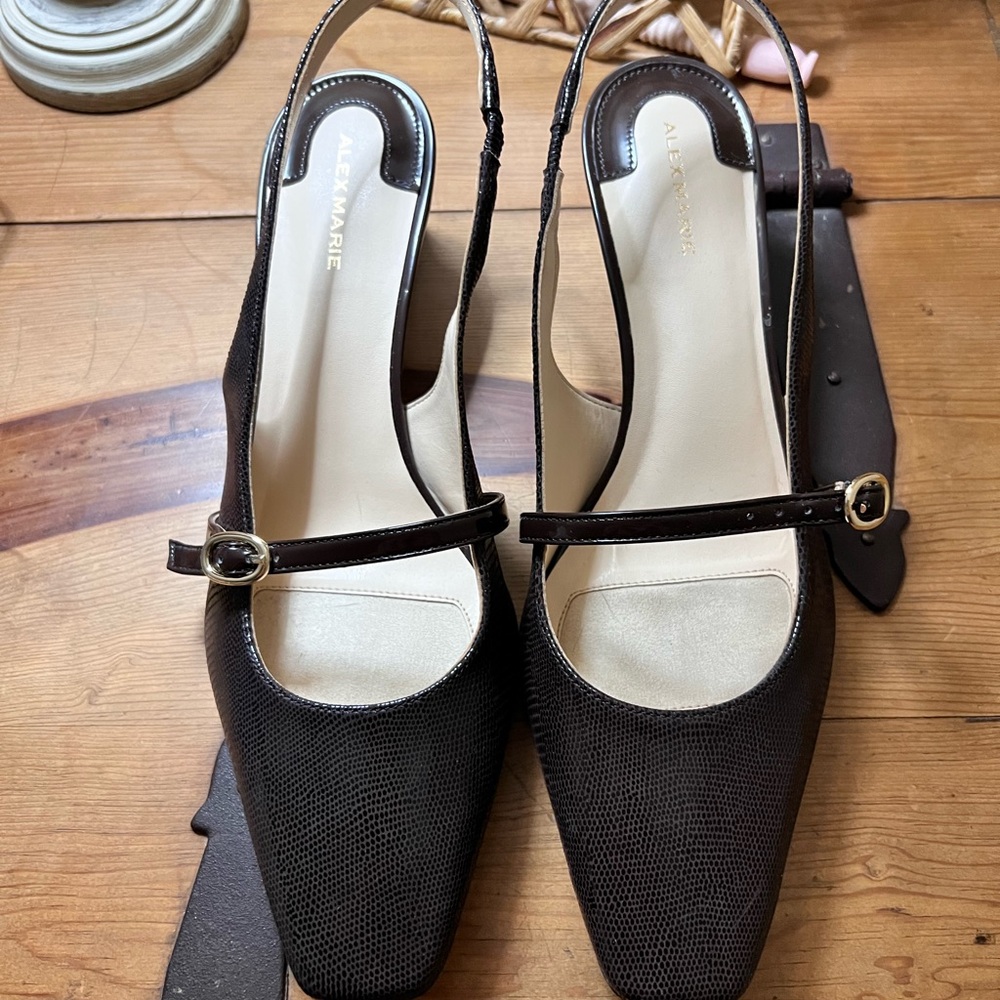Alex Marie Dark Brown Slingback Mary Jane Heels